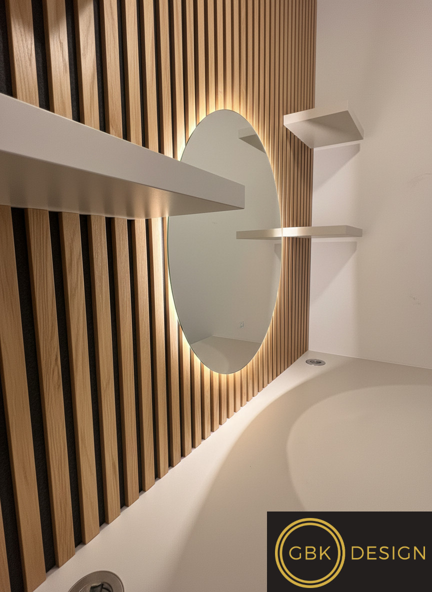 Modern Oak Workspace - Latted Oak Panelling